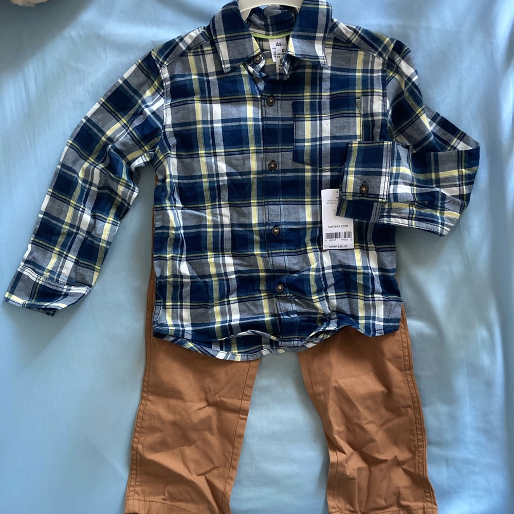 Carter's 2-Piece Plaid Button-Up Top and Pant Set
